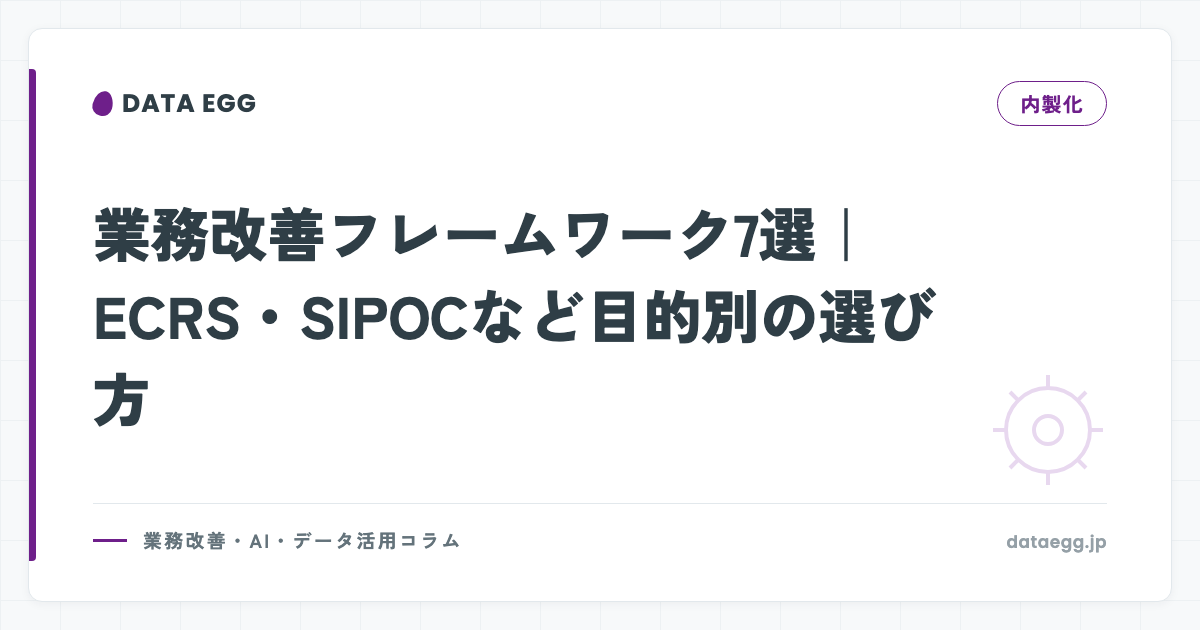業務改善フレームワーク7選｜ECRS・SIPOCなど目的別の選び方