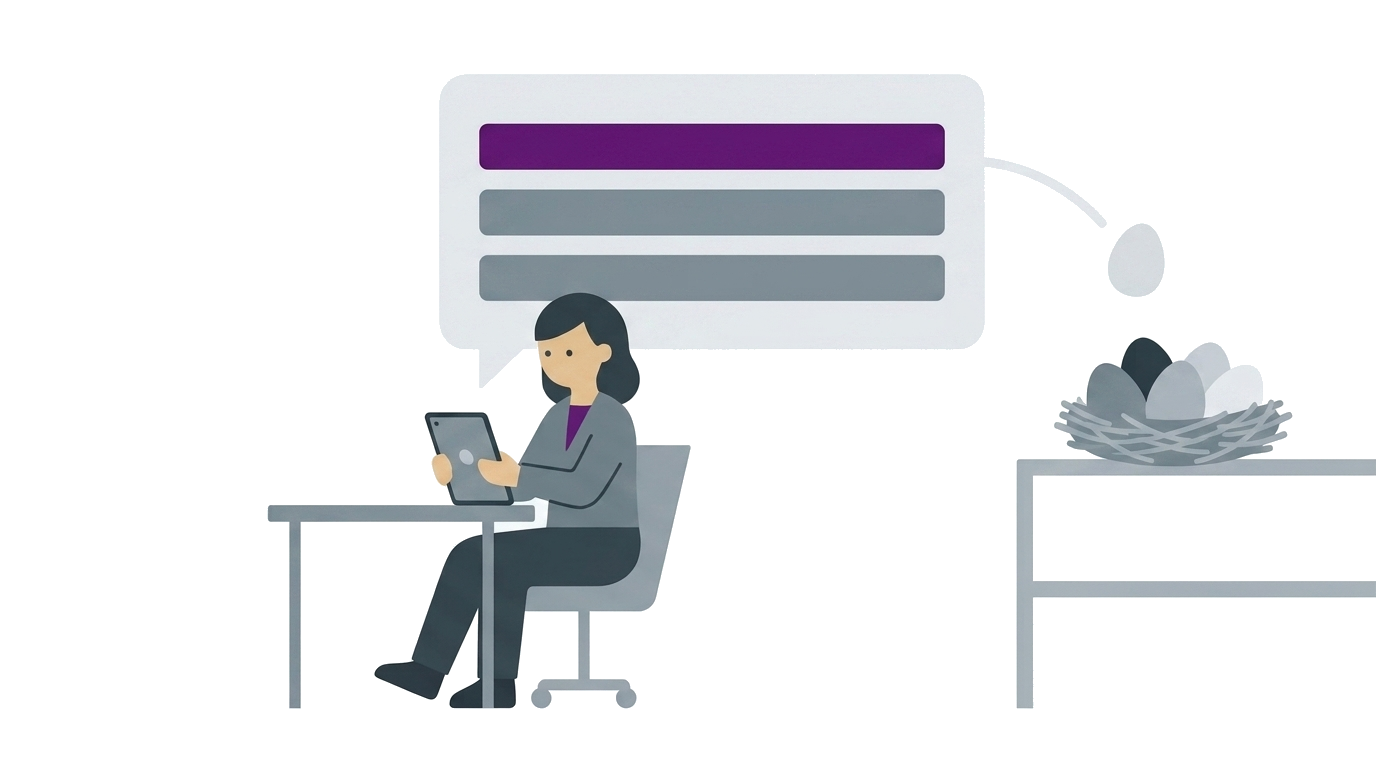 設問に答えるだけで、課題がデータとして整理されていくイラスト