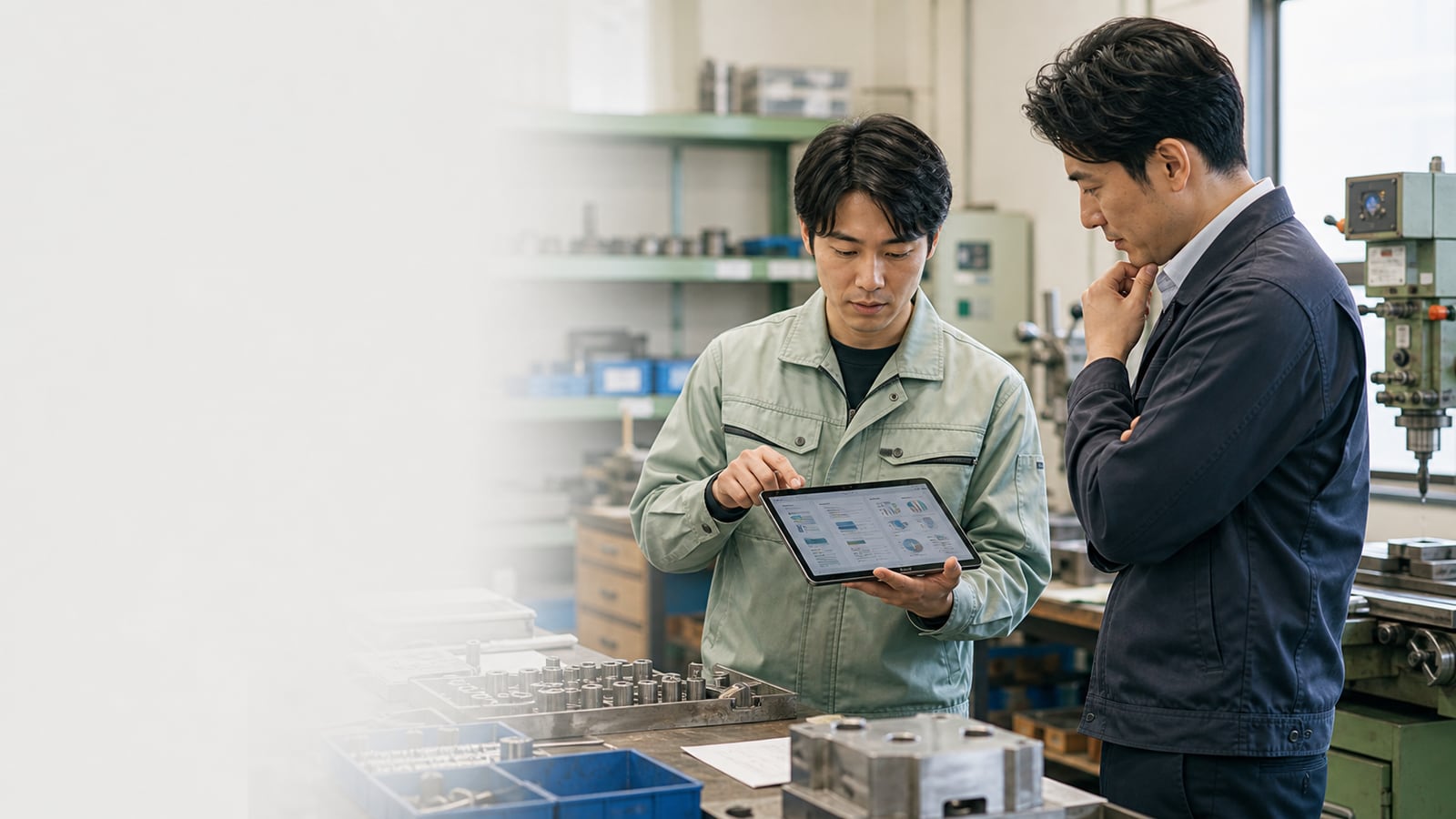 製造業の現場データと販促状況を確認する様子